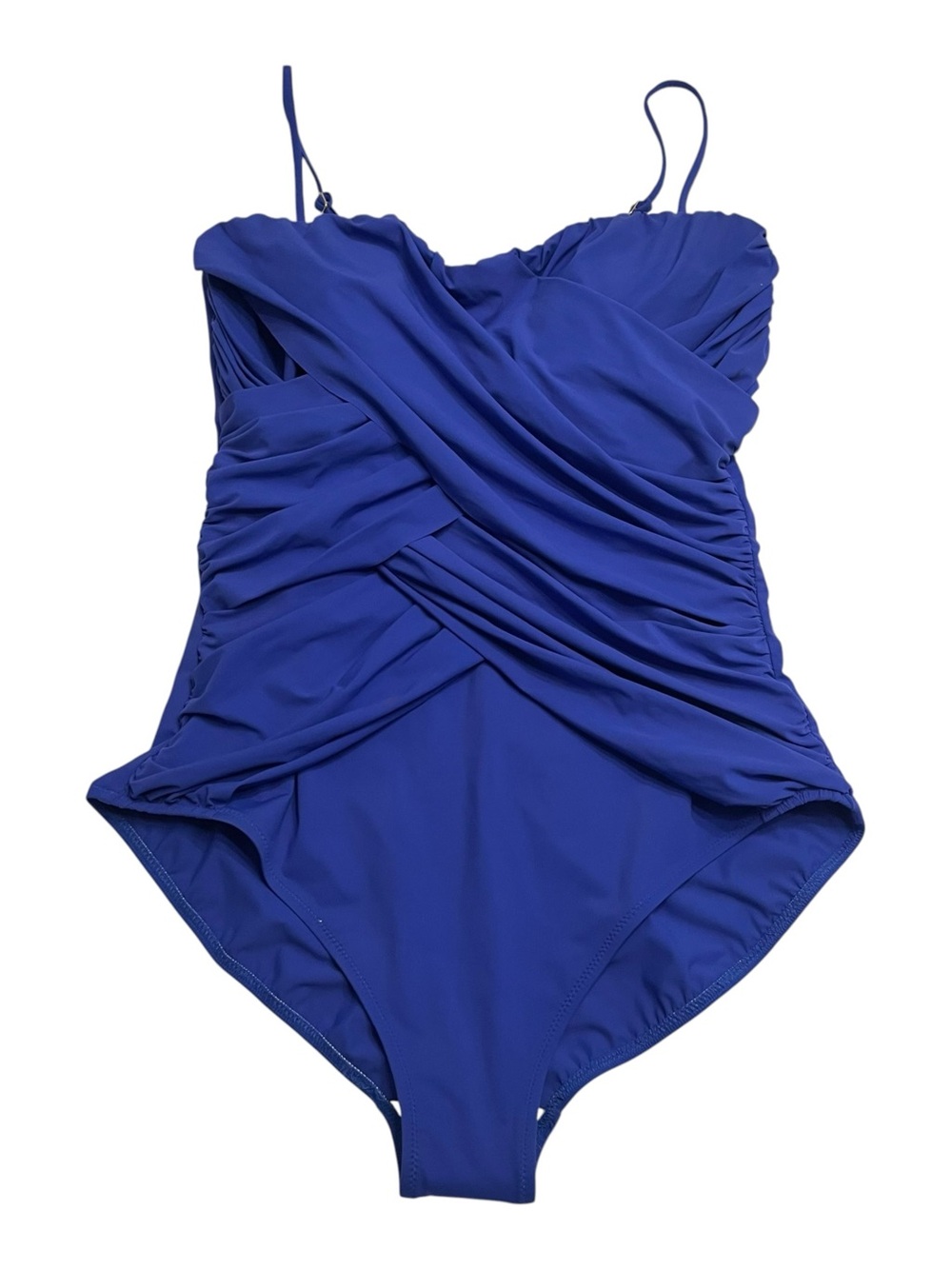 Gottex Cobalt Blue Lattice Ruched One-Piece Swimsuit sz 14
